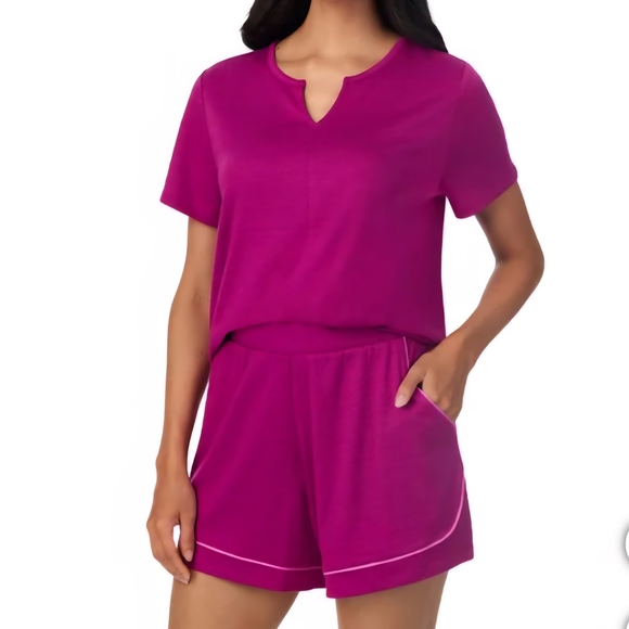 BNWT Carole Hochman US XXL Pink Magenta 3 Piece Crepe Knit PJ Set Comfy Chic - Picture 5 of 11